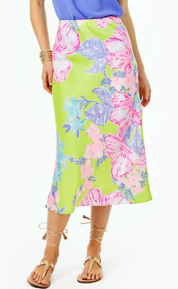 Cory midi skirt in matcha green boho babe floral print - Image 5