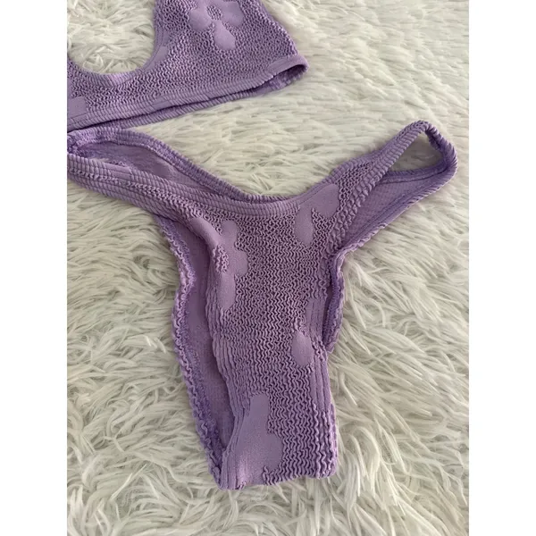 Bond-Eye Lavender Floral Scout Bikini Top & Scene Bikini Bottoms Set One Sz NWOT - Image 3