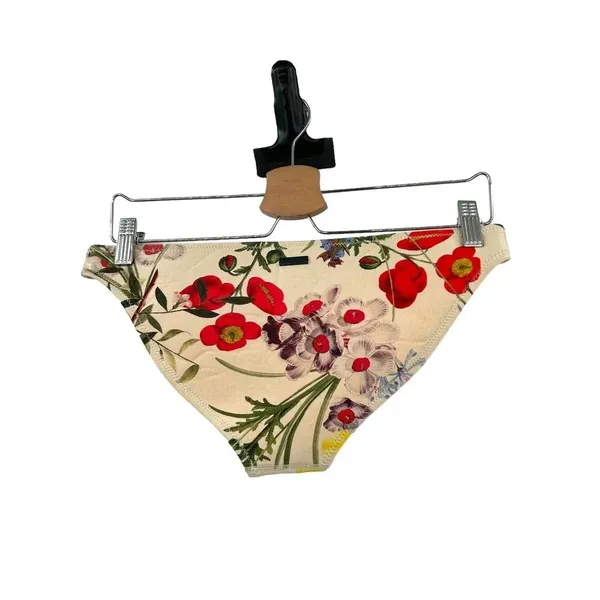 Triangl‎ Neoprene Floral Print Bikini Bottom Tan Beige Red Multi Size Medium - Image 2