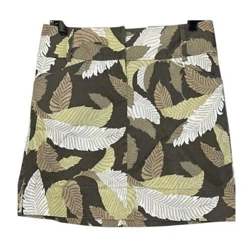 ANN‎ TAYLOR LOFT Tropical Feather Leaf Print Mini Skirt NWOT Size 4 - Image 2