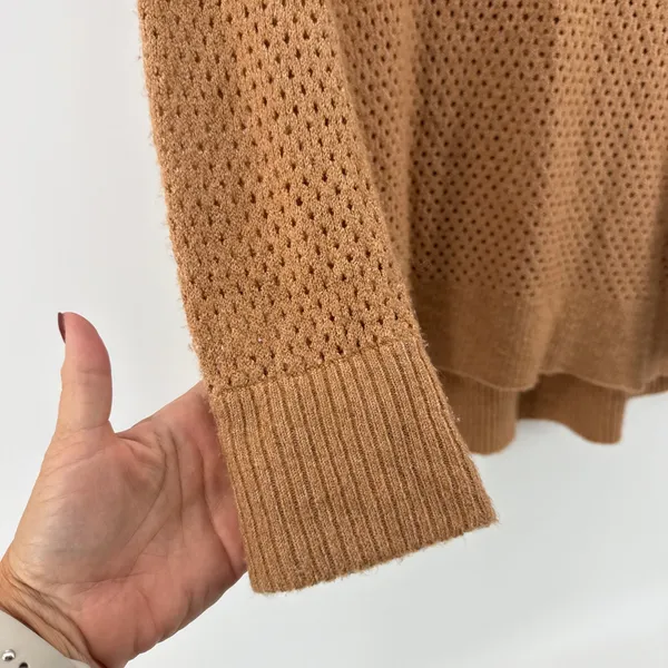 Offline by Aerie Women's Brown Perforated Knit‎ Oversized Sweater Medium Soft - Image 3