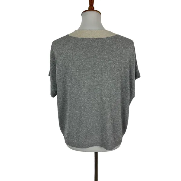 Anthropologie Numph Knit Top Small Gray Sleeveless Shimmer Minimalist Chic - Image 4