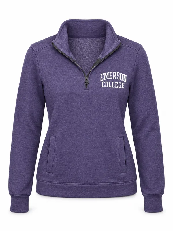 Emerson College Purple Quarter-Zip Pullover Women’s M - Image 2