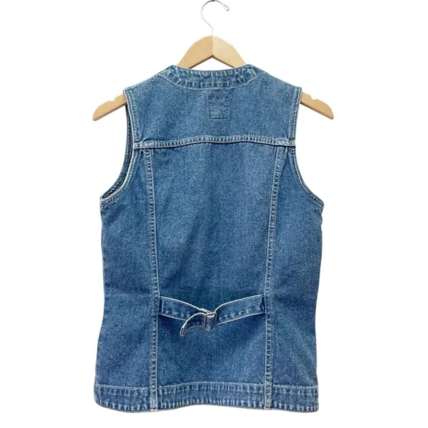 Vintage GAP Denim Vest Y2K Blue Jean Button Front Fitted Western Boho Size Small - Image 4