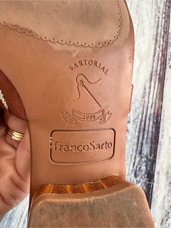 Franco Sarto Brown & Cream Slip-On Sandals - Image 8