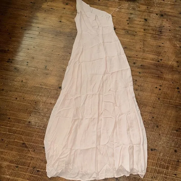 Reformation semi formal powder pink Evelyn crepe one shoulder dress - Image 5