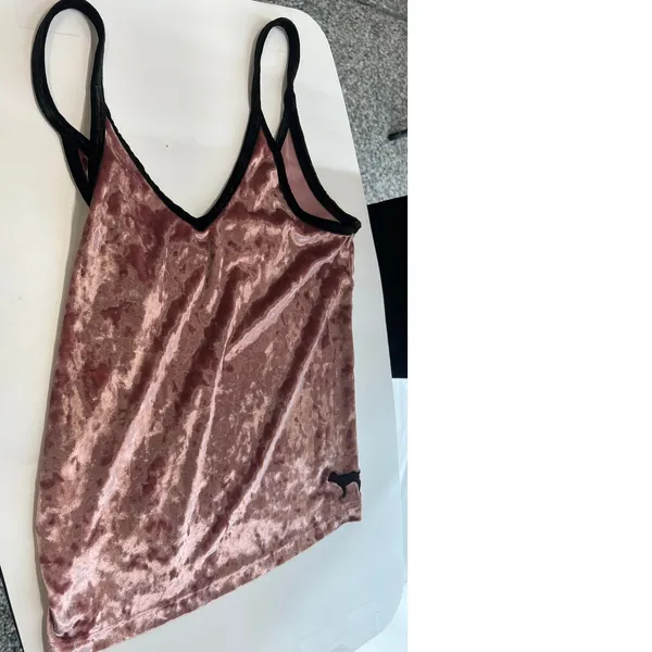 PINK Victoria's Secret XS Top Cami Tank Crushed Velvet Pink Y2K 2000's - Image 6