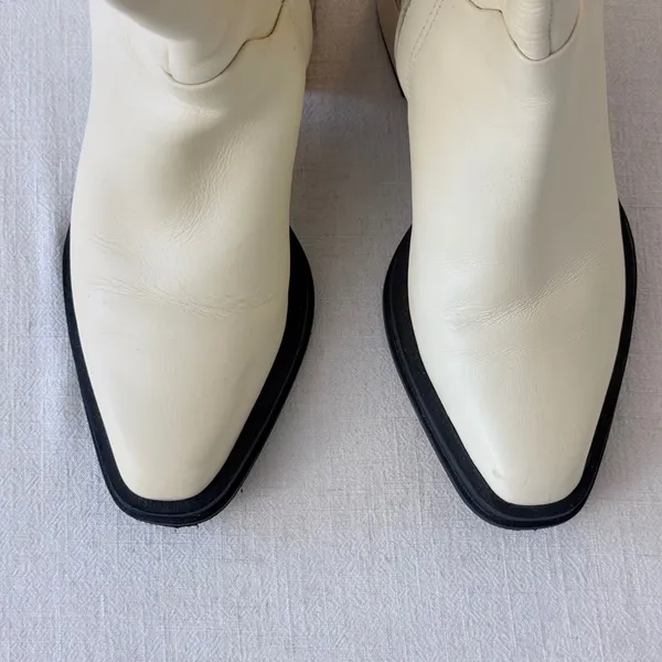 Franco Sarto Dorica Tall Boots 5.5M Cream Leather Block‎ Heel - Image 10