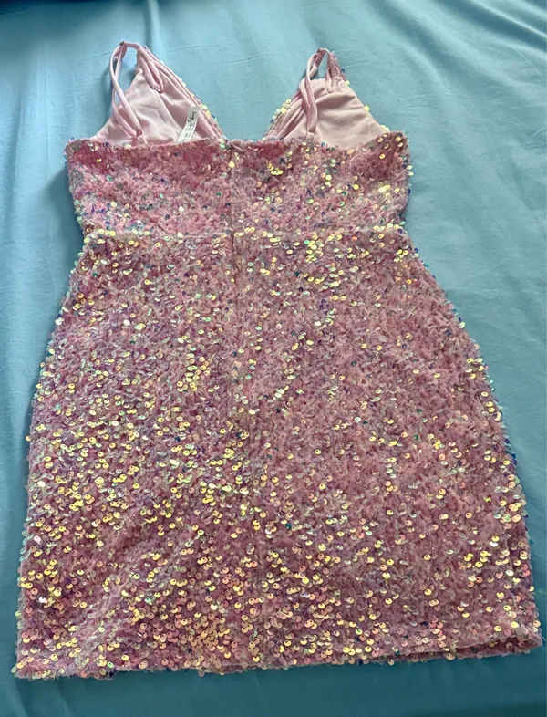 Size S pink Lucy In The Sky Sequin Mini Dress - Image 6
