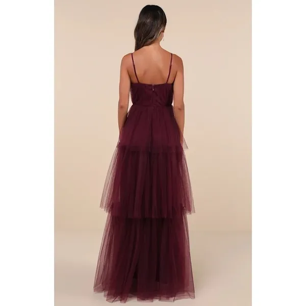 Lulus Unforgettable Poise Maxi Dress Women's XS Plum Purple Tulle Tiered NWT - Image 2