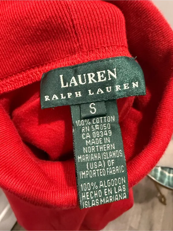 Ralph Lauren Red Turtleneck Long-Sleeve Top with Gold Crest - Image 4