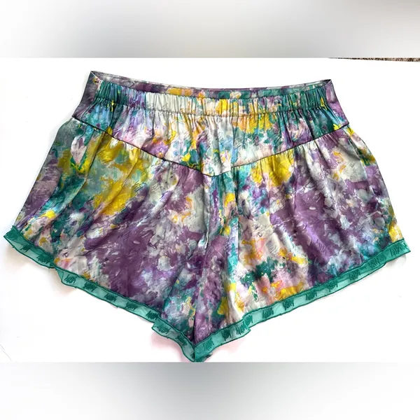 YITTY Satin Flowy Set Pajama Deep Sea‎ Top Size XL and Short Size Large Set of 2 - Image 8
