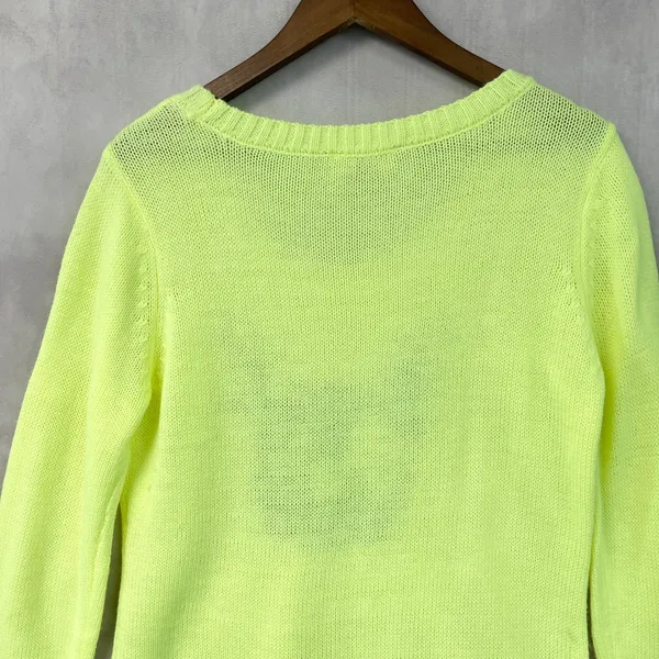 LEI Neon Yellow Sweater XL French Bulldog Dog Graphic Knit Dopamine Kitsch Twee - Image 6