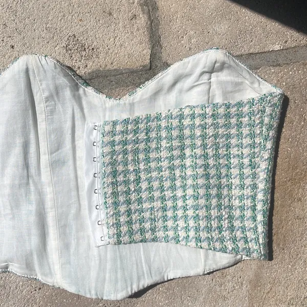NWT Zara Checkered Tweed Corset Top‎ - Image 3
