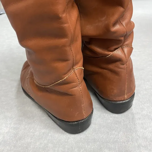 Vintage LL Bean Womens 7 M Tall Tan Brown Soft Leather‎ Riding Lace Boots Canada - Image 7