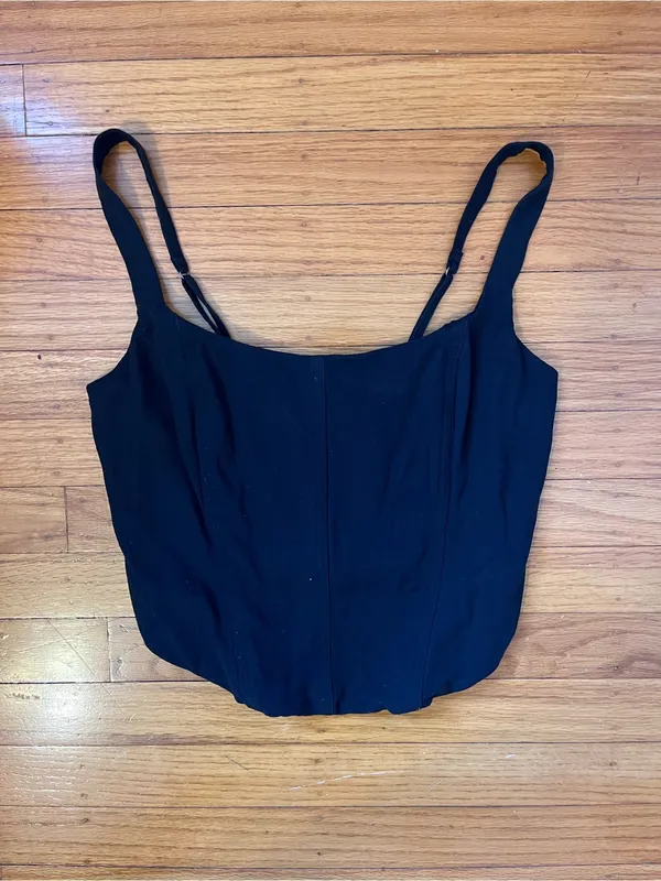 Abercrombie & Fitch Scoopneck Cropped Corset Top - Black - Size Small - Image 4