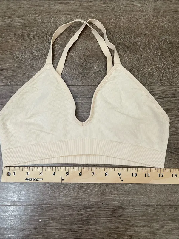 Bombas Women’s Seamless Triangle Bralette Size M/L Wheat Beige Adjustable Straps - Image 8