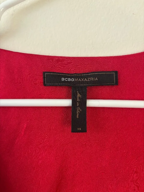 BCBGMaxAzria Red Draped Tank Dress - Size XS - Image 3