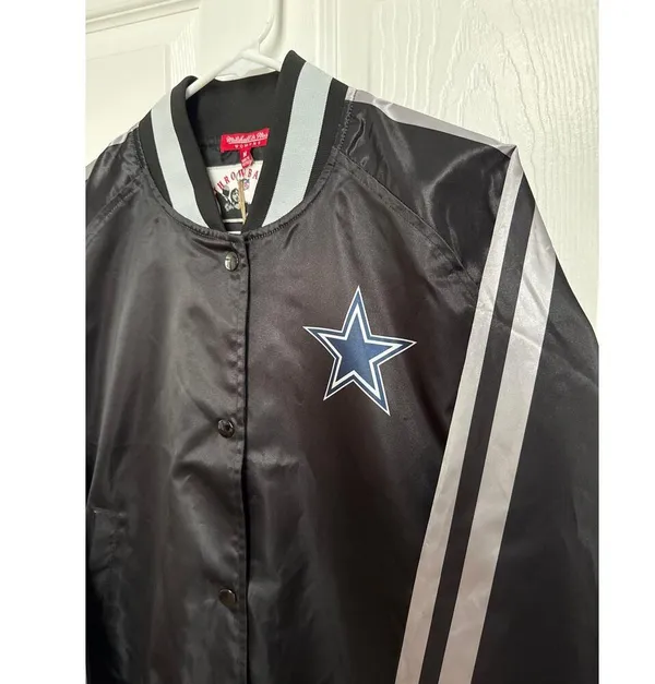 NWT NFL Mitchell & Ness Throwback Dallas cowboys satin varsity jacket black M - Image 5