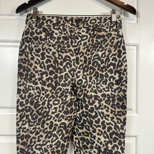 Free People Molly Animal Print Slim Fit Straight Leg Mid Rise Pants Size 4 NWT - Image 4