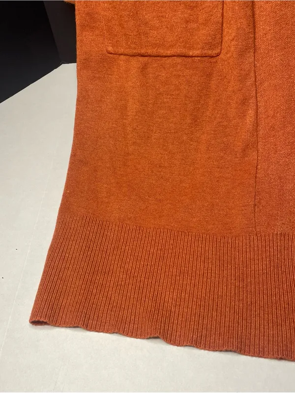 Debut Size M Burnt Orang Open Front Cardigan Sweater With Pockets Soft Cozy Chic - Image 5