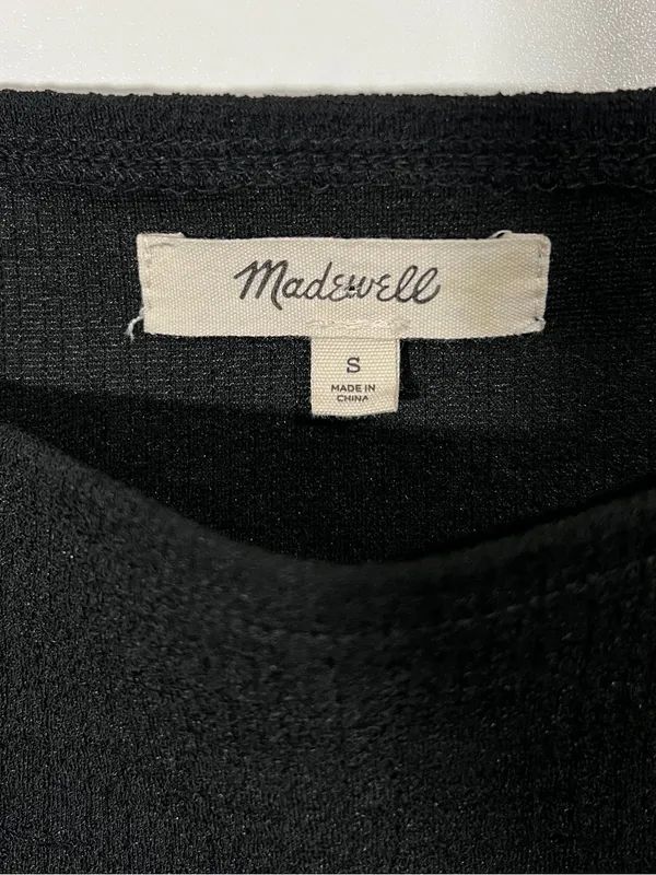 Madewell Crepe Square Neck Puff Sleeve Top in Black Size Small - Image 3
