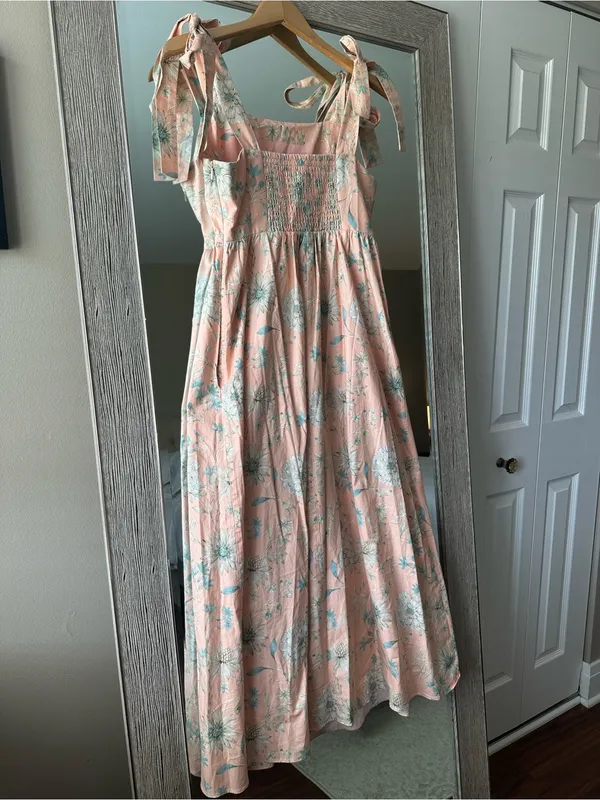 Gal Meets Glam Anthropologie Pink Floral Square Neck Maxi Dress NWT Size 2P - Image 6