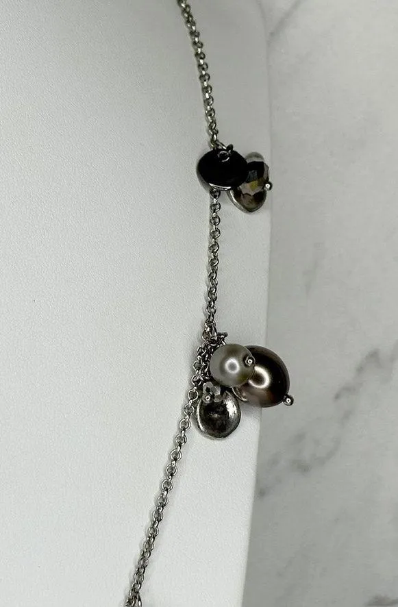 Chico's Cluster Beaded Pendant Silver Tone Long Necklace ✨ - Image 10
