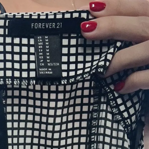 Forever 21 Black and White Check Checkered Plaid Jumpsuit Size Medium - Image 4