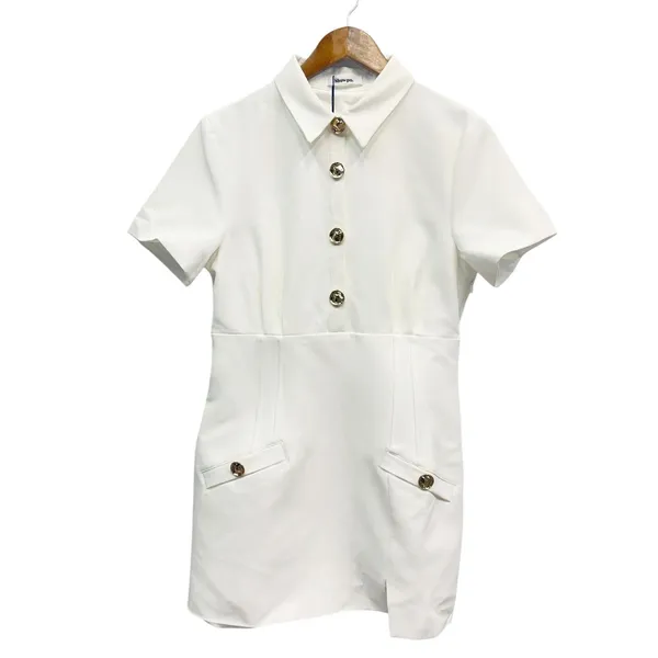 Showpo Placket Front Fitted Mini Shirt Dress in Off White size 8 NWT - Image 2