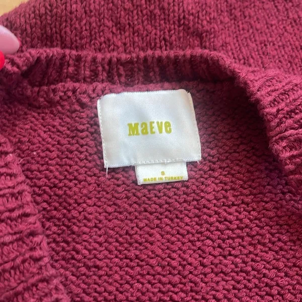 Maeve Burgundy Sleeveless Halter Neck Cotton Sweater Top - Image 3