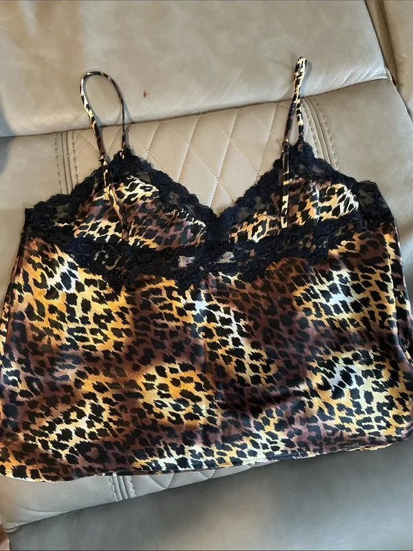 Victoria's Secret Leopard Print Satin Sleep Shorts in Brown and Gold - Image 8