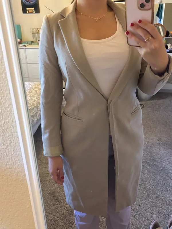 AllSaints Beige/Taupe Pea Coat - Image 6