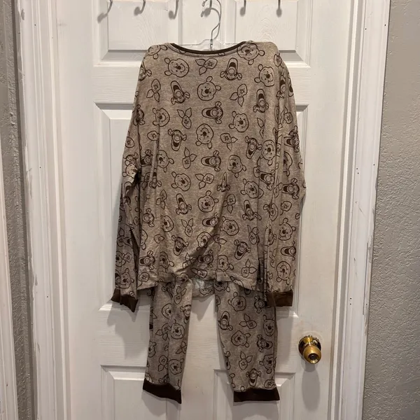 Disney Winnie the Pooh Tigger Piglet Set Women's XL 2‎ Piece Pants Tan Lounge - Image 4