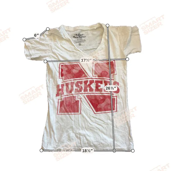 Three Square Nebraska Huskers Graphic V-Neck T-Shirt White Red‎ Camo Logo XL - Image 5