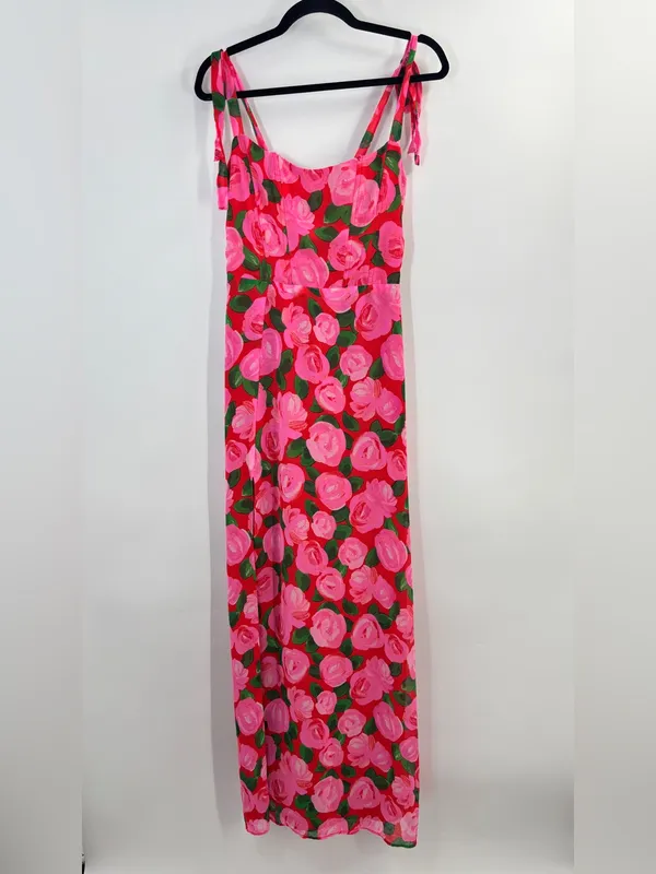 Show Me Your MuMu Willow Pink Floral Tie-Shoulder Corset Maxi Dress - Image 5