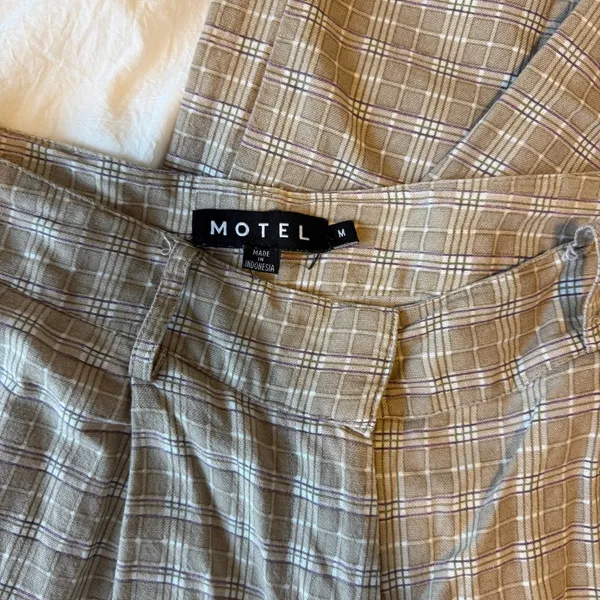 Motel Rocks 100% Cotton Plaid Wide Leg Trousers - Image 2