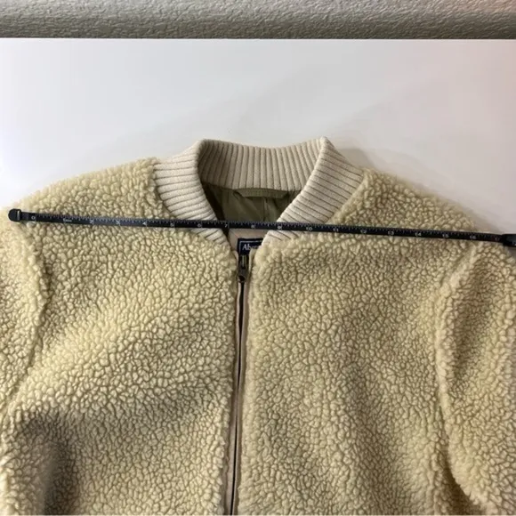 Abercrombie & Fitch Oversized Sherpa Zip‎ Up Bomber Jacket Size M - Image 11
