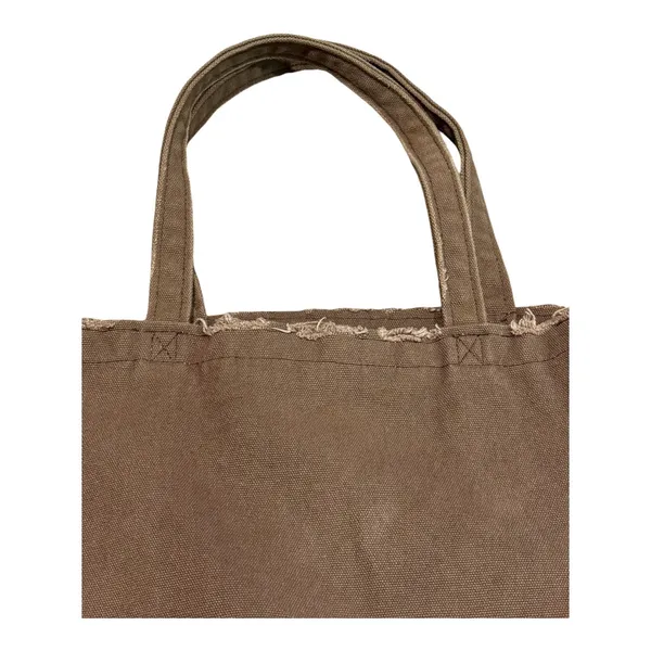Urban Outfitters Smile Patch Distressed Canvas Brown Tote Bag - Image 8
