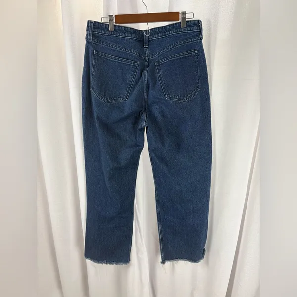 Abercrombie High Rise 90s‎ Relaxed Jean Raw Hem 31/12L long EUC - Image 5