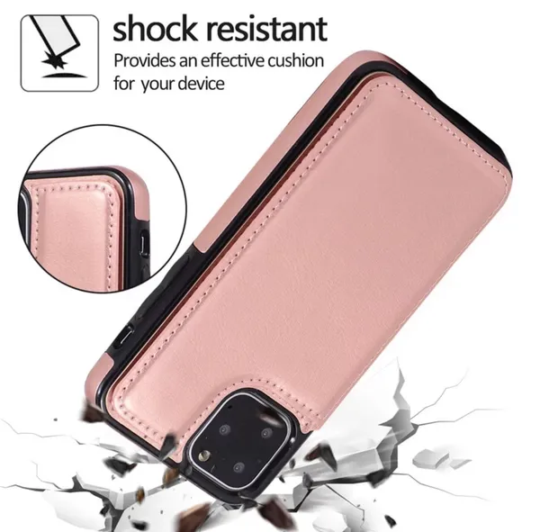 iPhone 12Pro Max Fashion Flip Cards Holder Wallet Case Rose Gold - Image 9