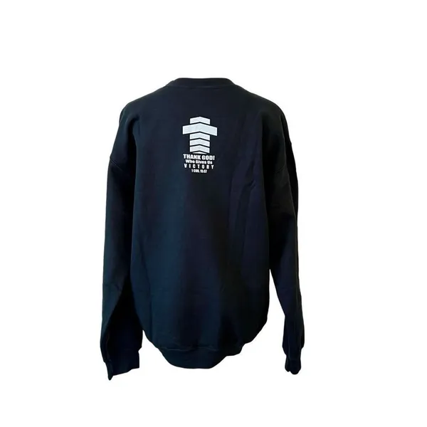 Gildan Graphic Sweatshirt "The‎ Victors" 1 Cor. 15:57 Bible Verse Black Fleece - Image 5