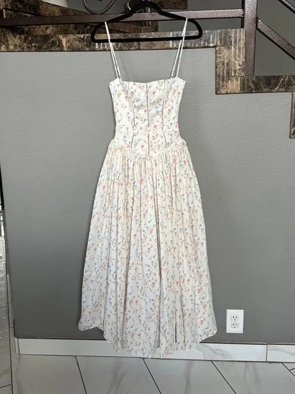 House of CB Ysabella White Posy Print Cotton Maxi Sun Dress - Image 2
