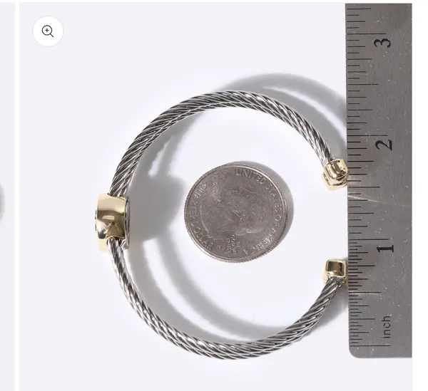 Cross Detail Twisted Double Wire Cuff Bangle Bracelet Silver - Image 8