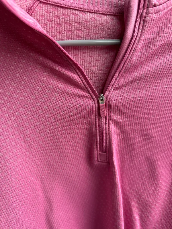 Lululemon Rest Less Cropped Half-Zip Grid Warp Pink Blossom / Sugar Pink - Image 4