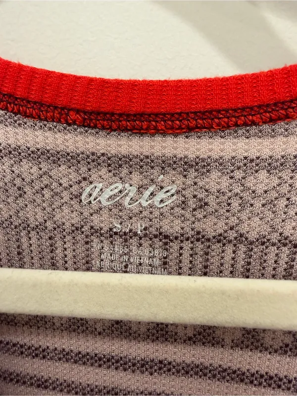 Aerie Fair Isle Stripe Thermal Long Sleeve Top Size Small - Image 2