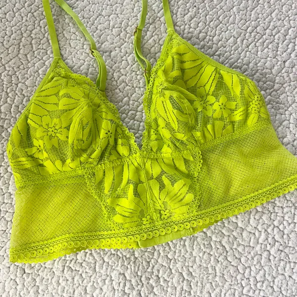 Aerie Hibiscus Lace Padded Longline Bralette Lime green - Image 3