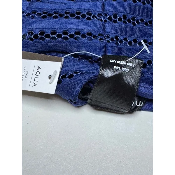 AQUA Navy Blue Lace Fit and Flare Dress Size S - Image 11