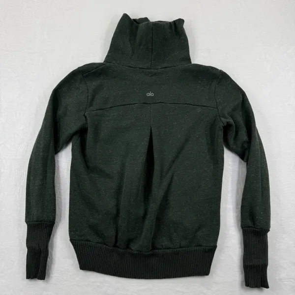 Aloha Island ALO Yoga Haze‎ Funnel Neck Sweatshirt Green Speckled Turtleneck Thumbholes XS - Image 5