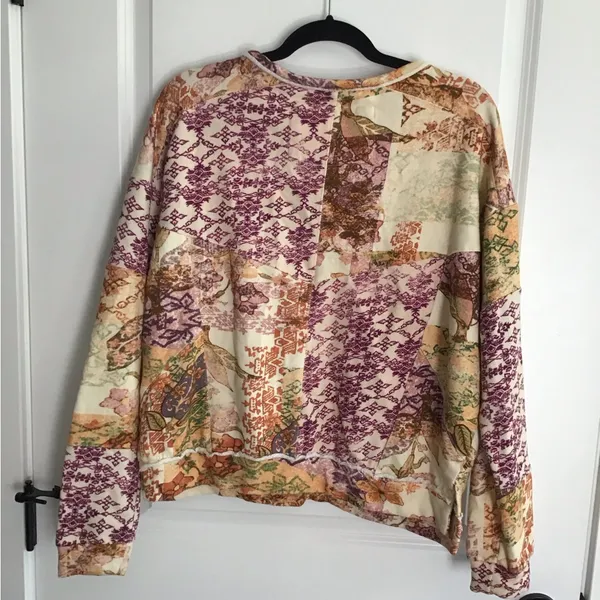 Anthropologie Pilcro Size S‎ Sweatshirt Boxy Floral Patchwork Boho Long Sleeve - Image 2